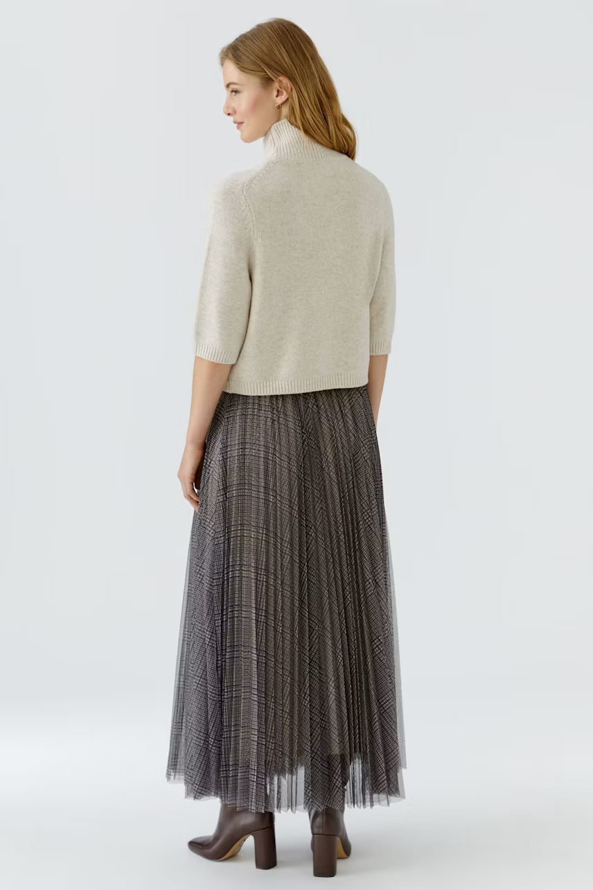 Oui Beige Funnel Neck Knit Top