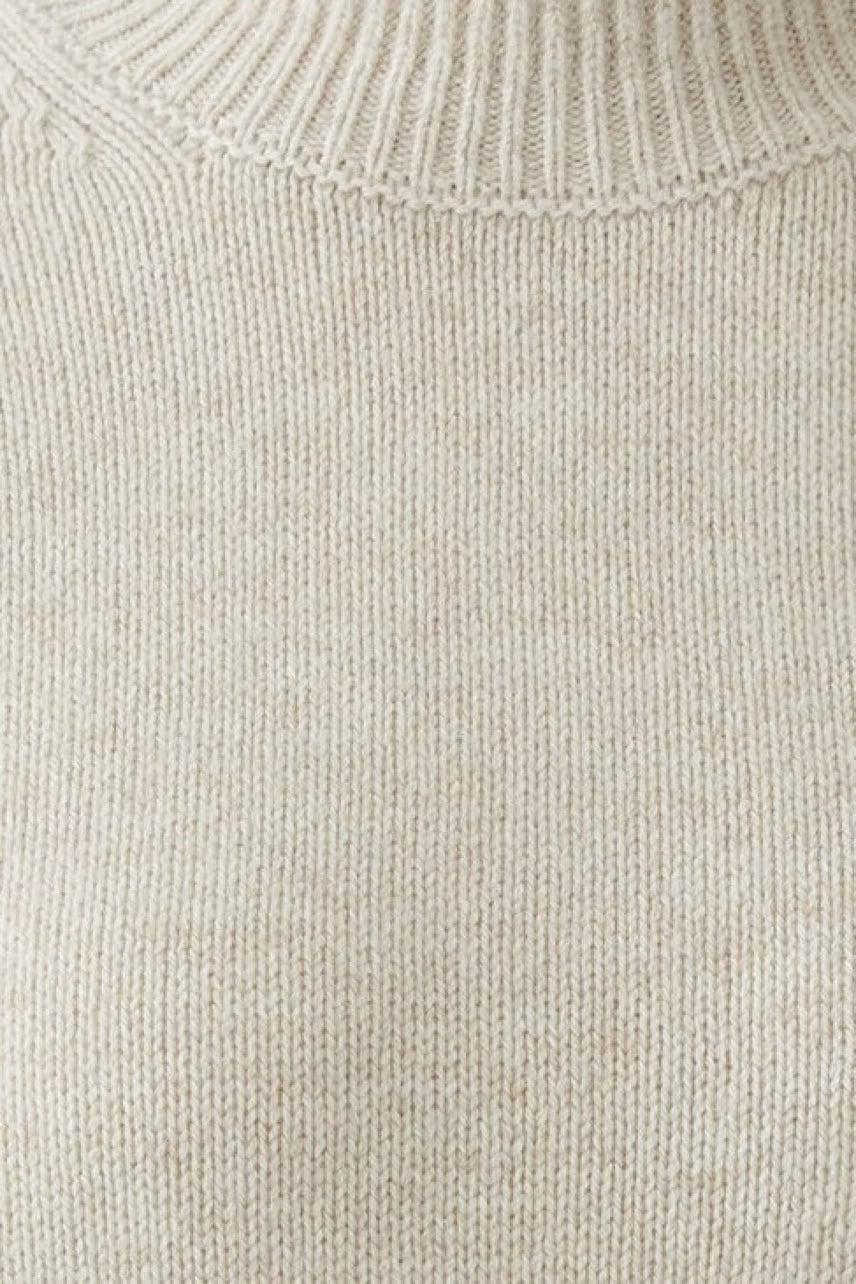 Oui Beige Funnel Neck Knit Top