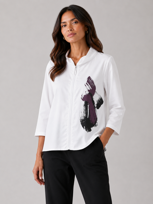 Abstract Print Zip Jacket