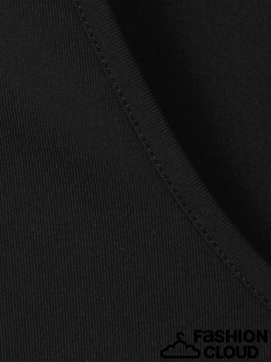 Ribbed Black Round Neck Vest