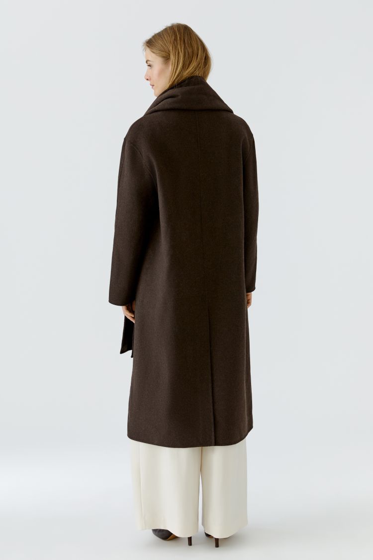Oui Chocolate Brown Double-Breasted Coat