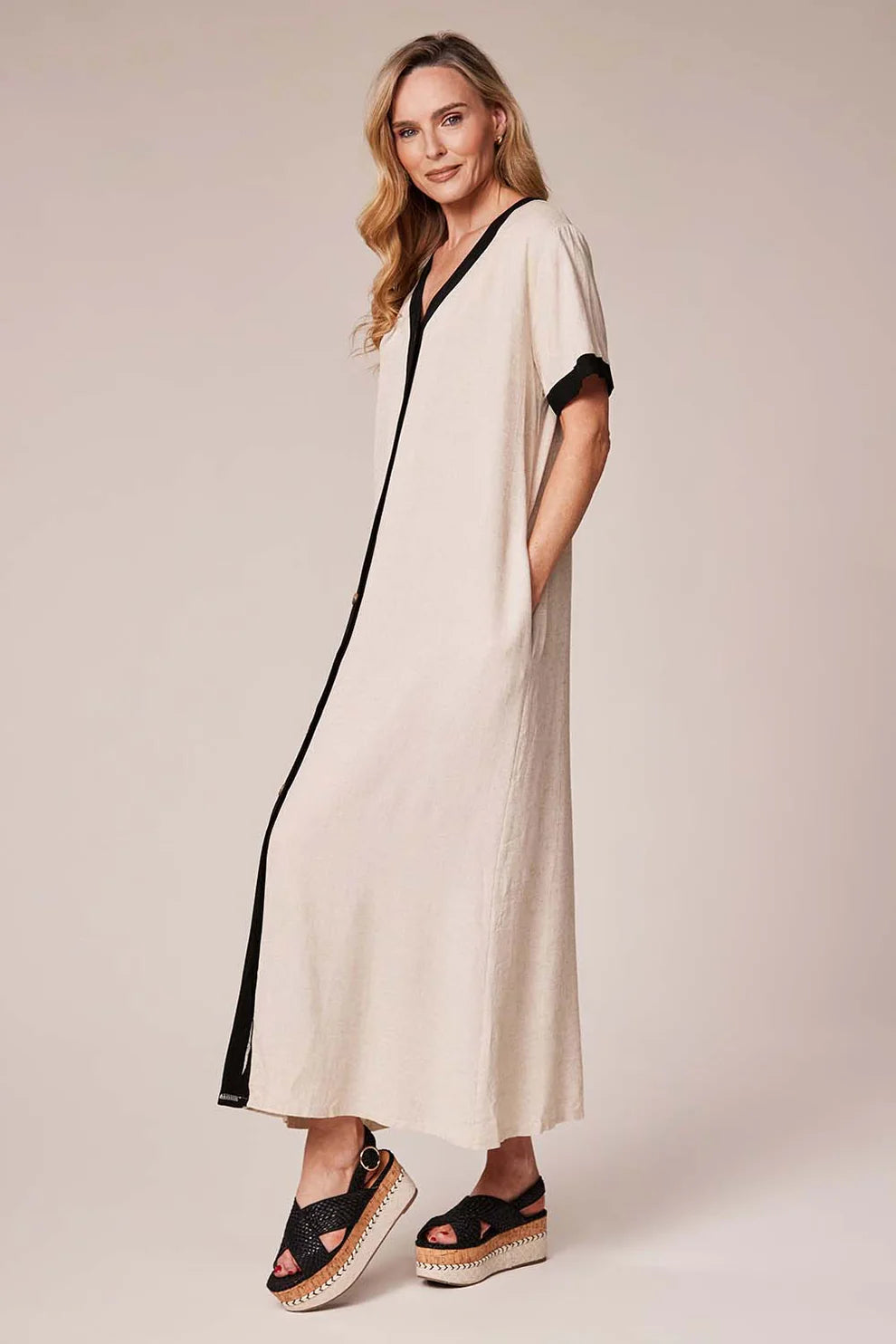 LINEN SHORT SLEEVE DRESS