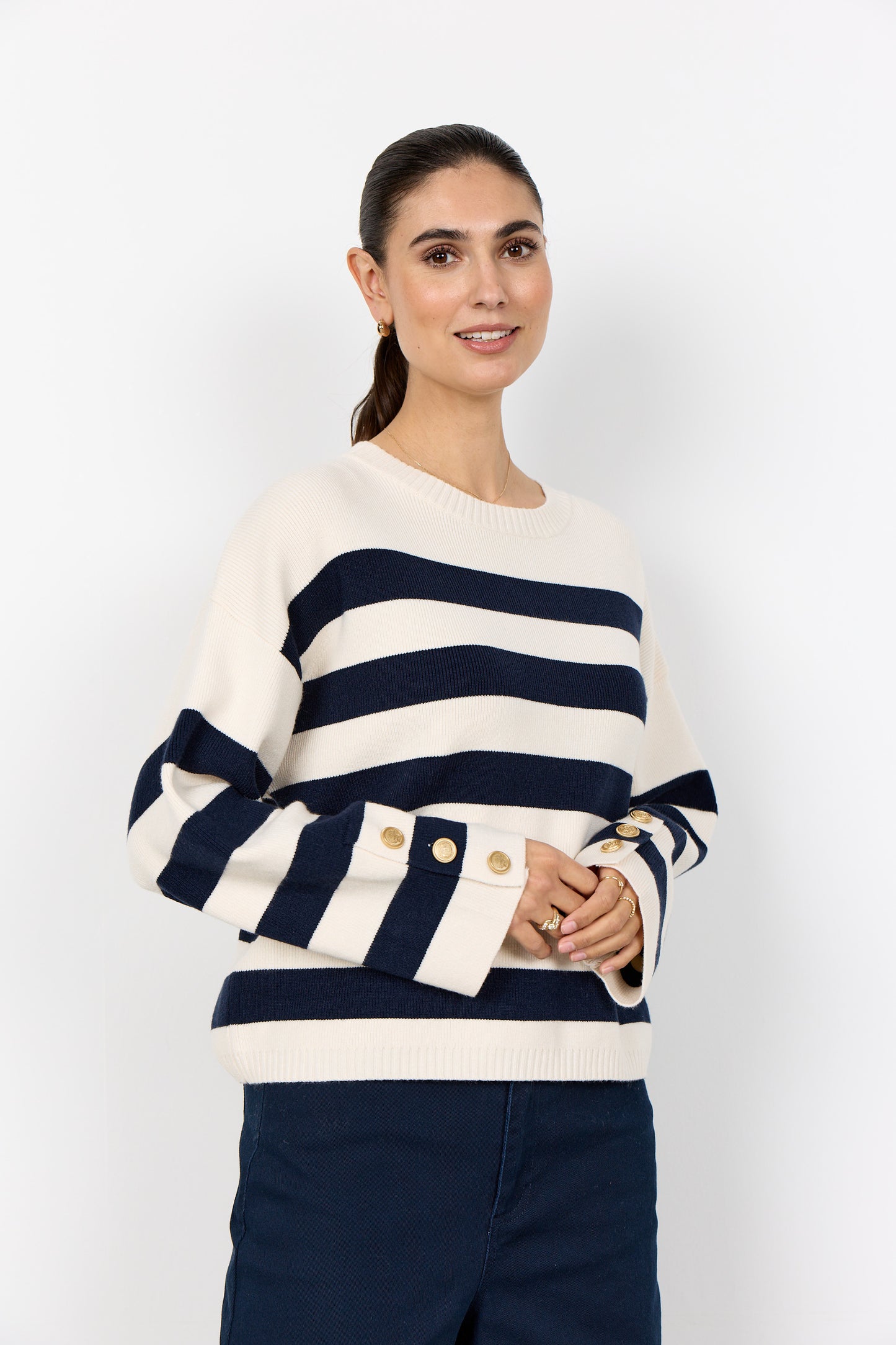 SC-KANITA STRIPE 36 Pullover Navy