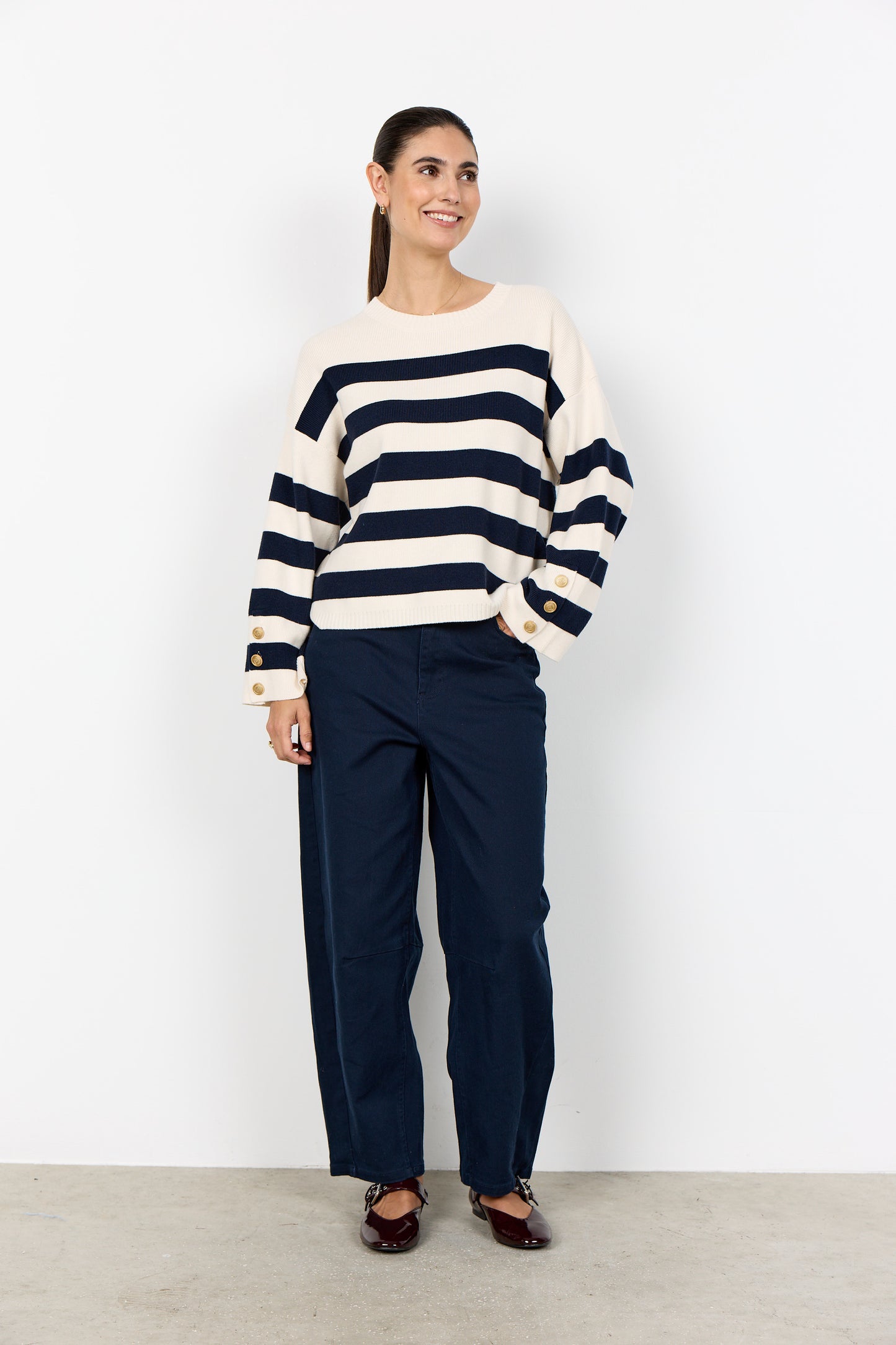SC-KANITA STRIPE 36 Pullover Navy
