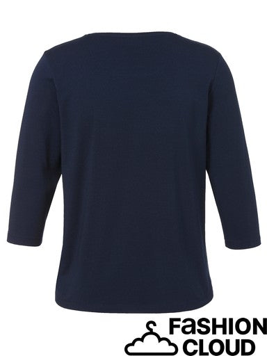 Navy Leopard Print Detail Top