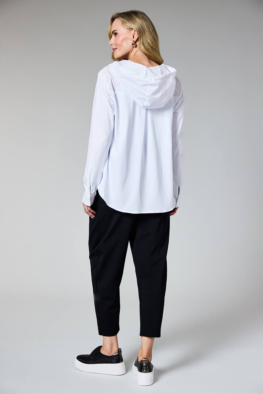 White Hooded Button Shirt