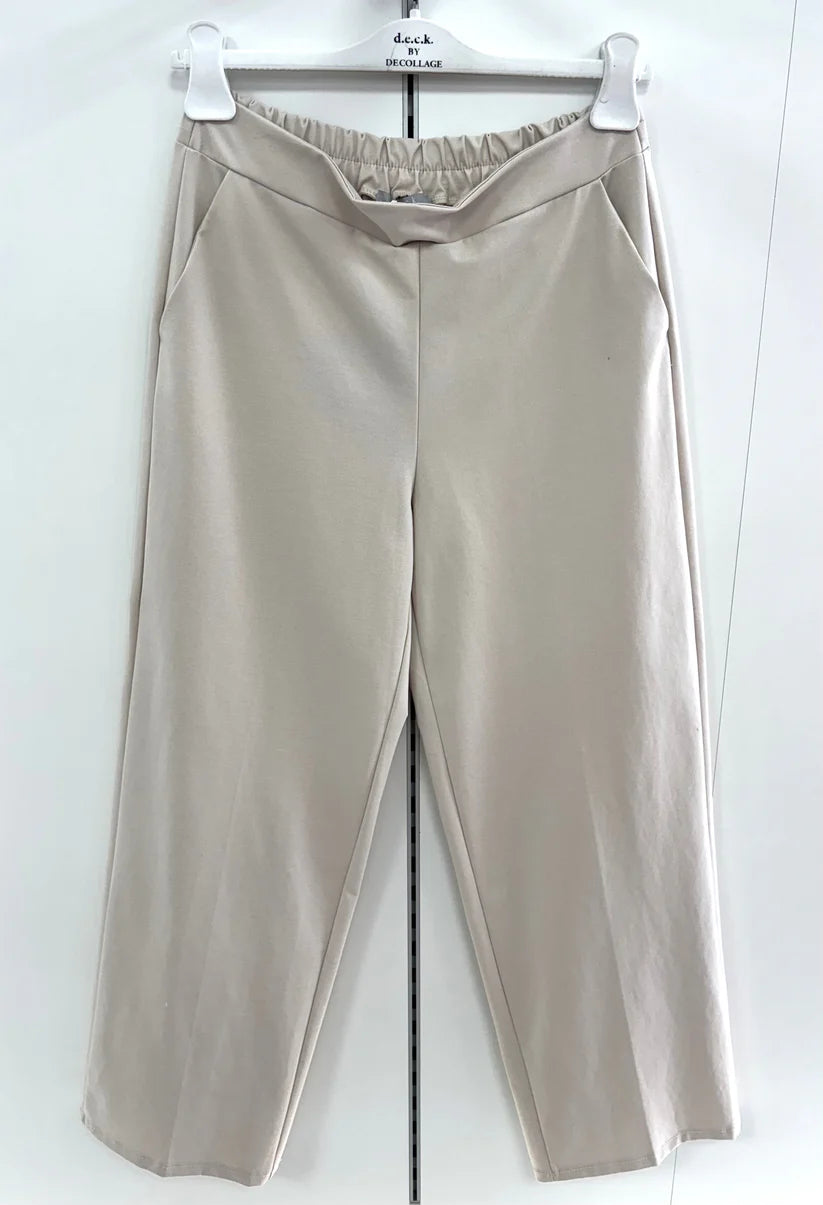 Cotton Stretch Straight Leg Trousers in Sand, Navy & Taupe