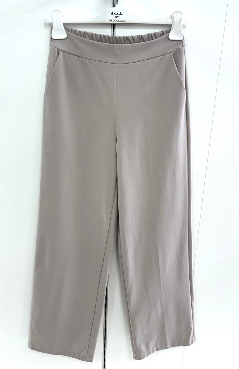Cotton Stretch Straight Leg Trousers in Sand, Navy & Taupe