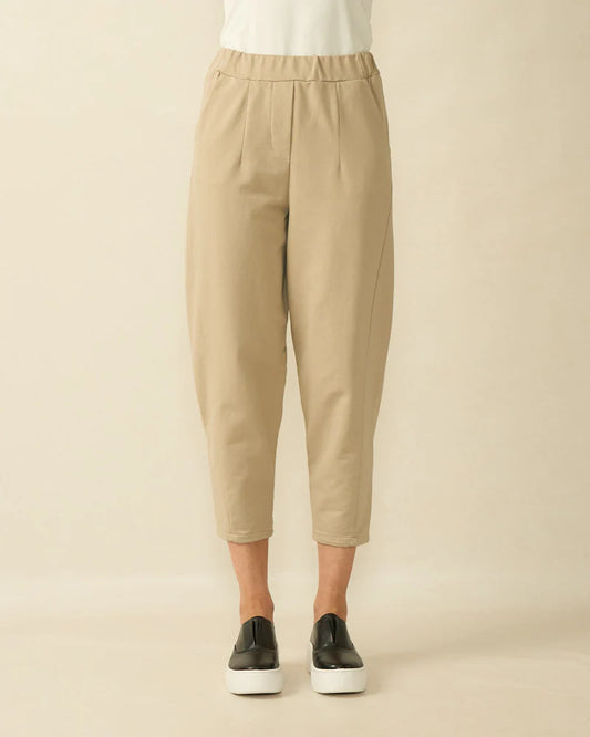 2511 Cotton and Elastane Cropped Barrel Legged Trousers Beige Deck SS25