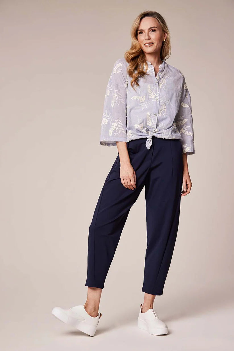 Cotton Barrel Style Cropped Trousers