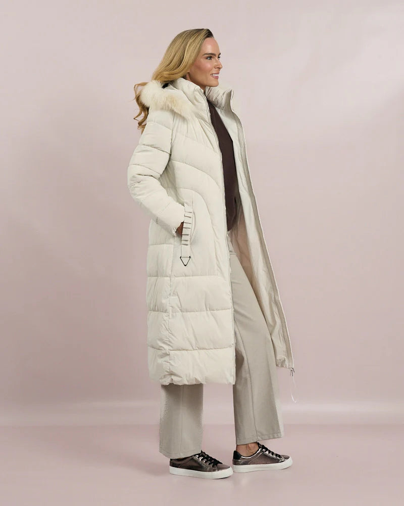 Faux Fur Trim Hooded Coat