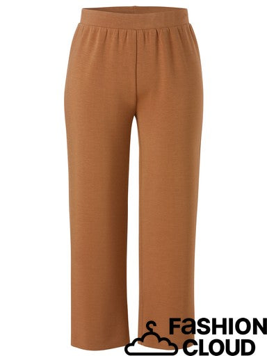A pair of wide-leg cropped pants in a warm camel brown color, shown against a plain white background with a 'FASHION CLOUD' watermark at the bottom right.