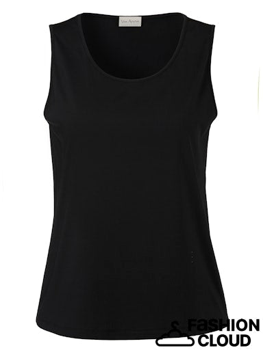 Ribbed Black Round Neck Vest
