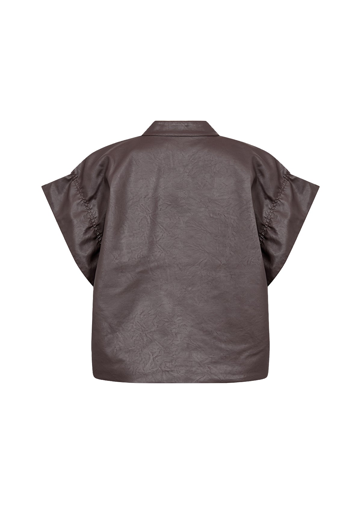 Brown blouse with ruffled sleeves on a white background
