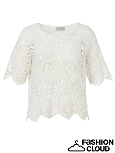 CROCHET ROUND NECK short sleeve TOP