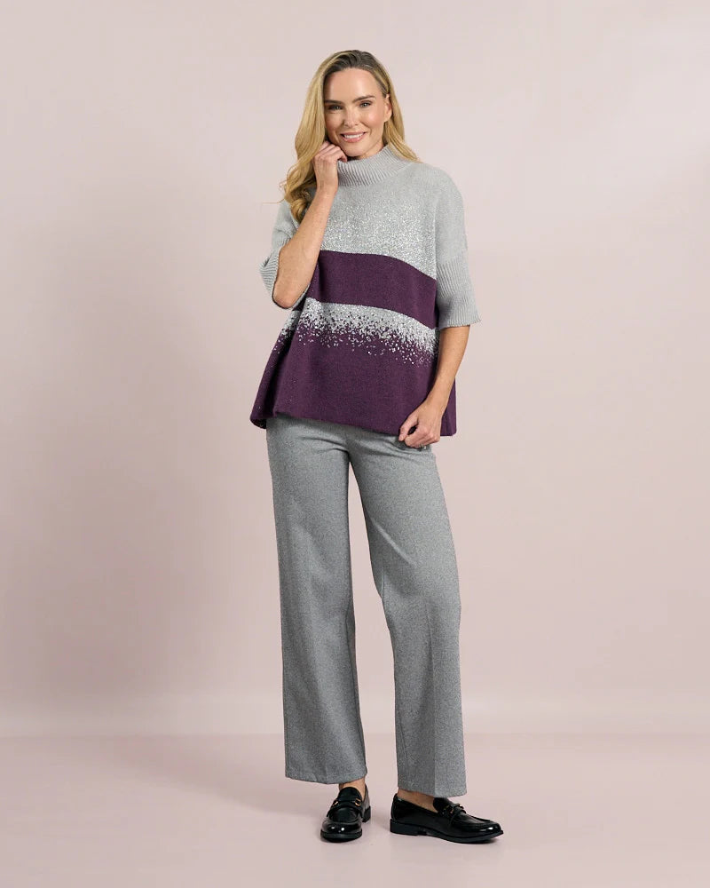 Short Sleeve Knit with Lurex Detail