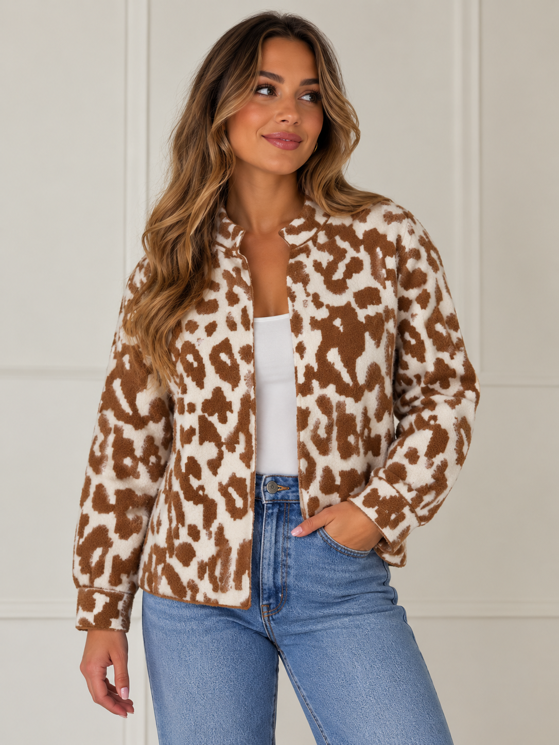 Brown & Cream Leopard Print Cardigan
