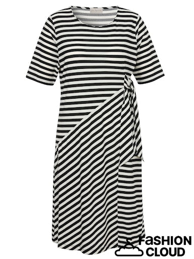 Striped Midi Dress with Side Tie