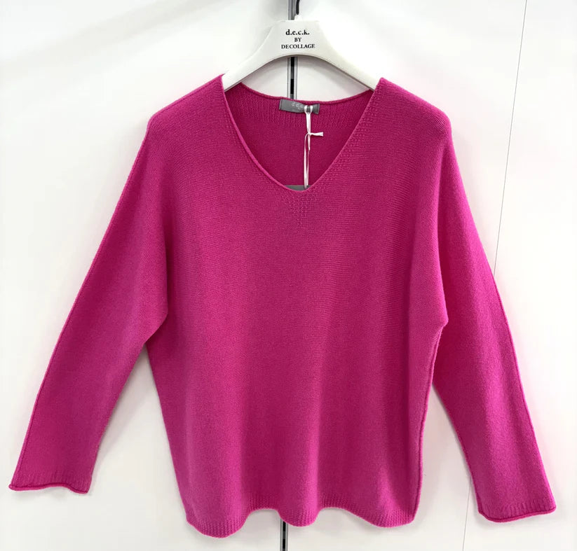 Deck V-Neck Knit - Blue & Coral