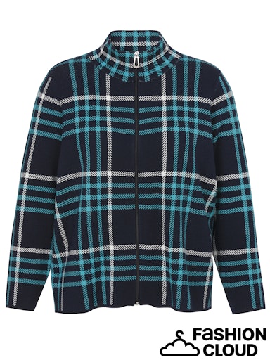Check Zip Cardigan