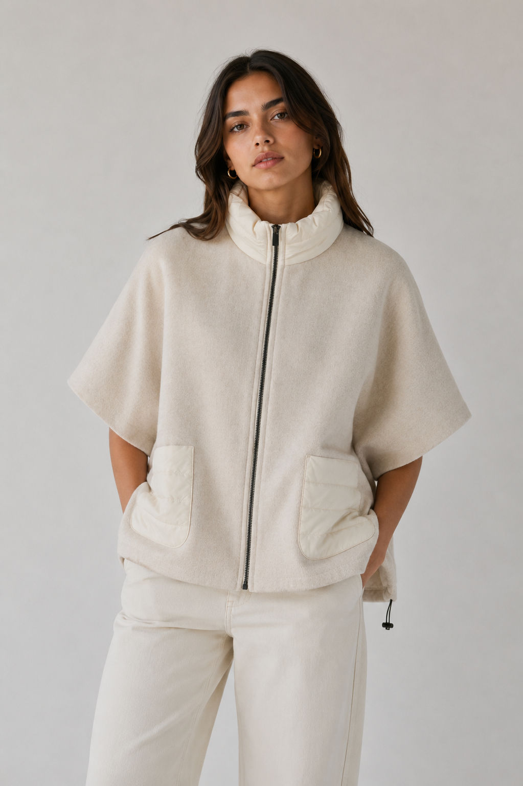 Quilted Pocket Cape Jacket