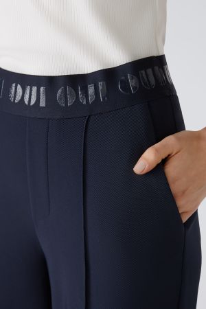 oui navy trousers pockets stretch