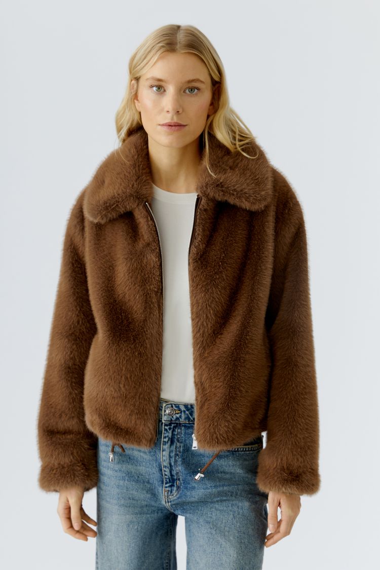 Taupe Faux Fur Jacket
