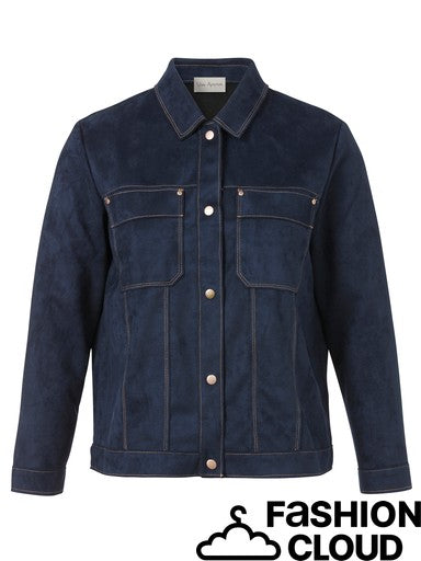Navy Suede-Style Utility Jacket