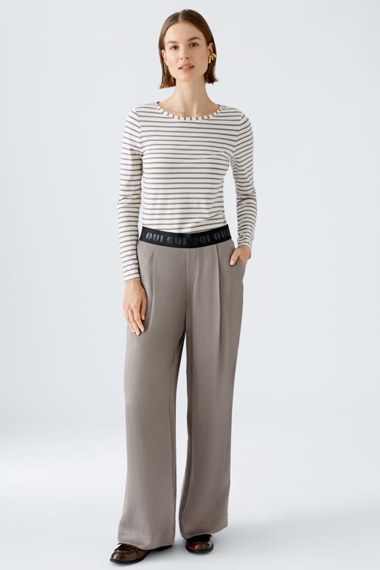 Oui Long Sleeve Striped Shirt