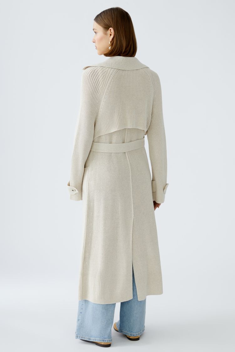  oui long trenchcoat knit cream back