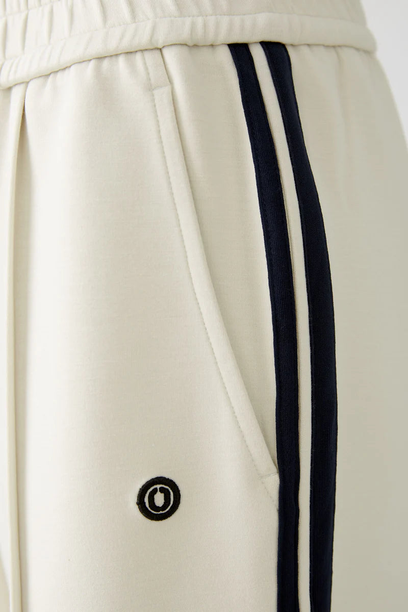 oui cream stripe trousers close up 