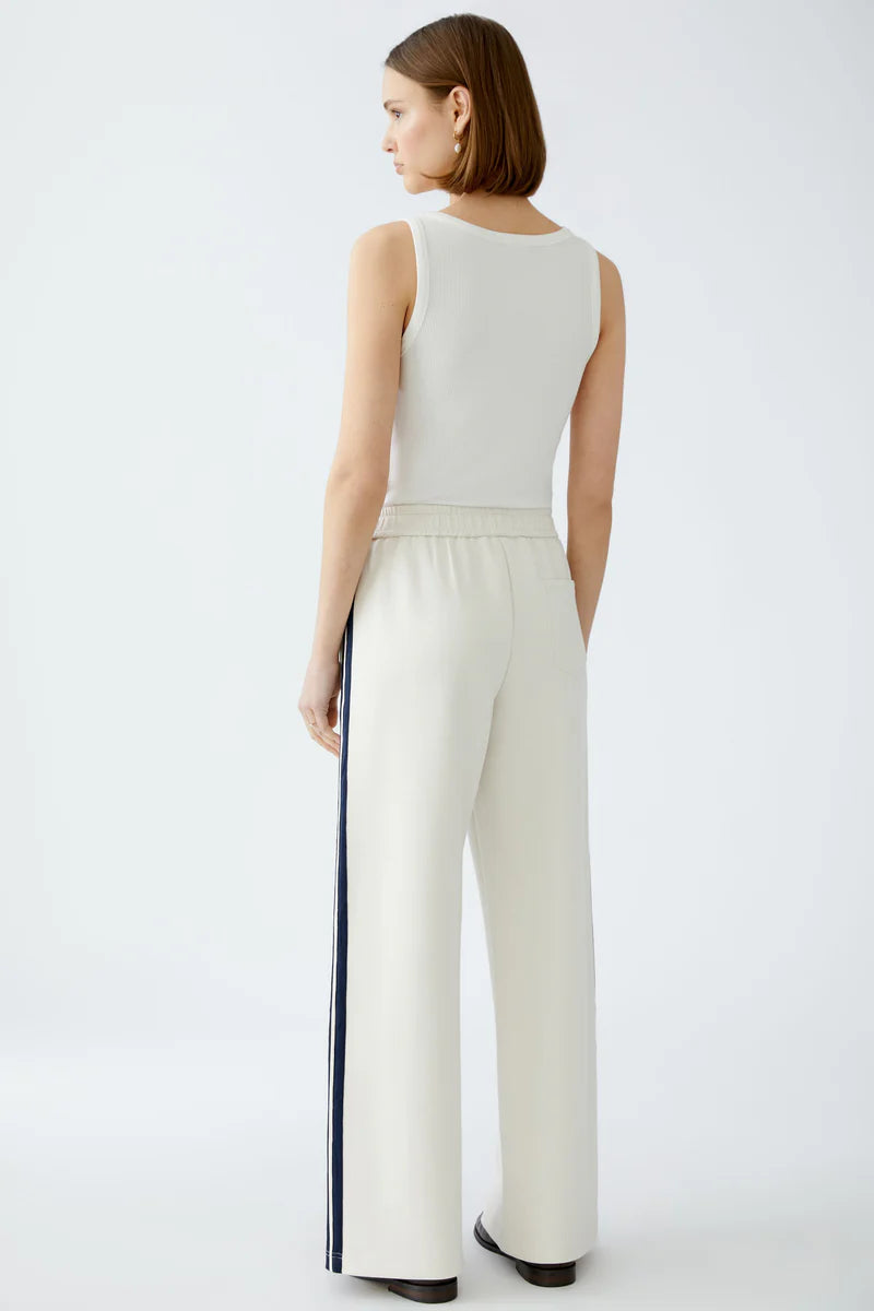 oui cream stripe trousers wide leg back