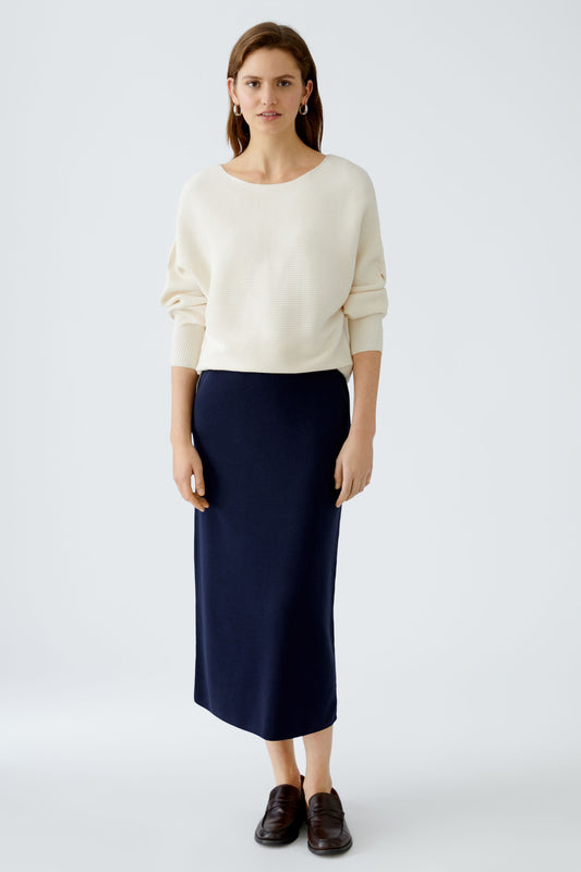 oui navy blue knit skirt midi lifestyle
