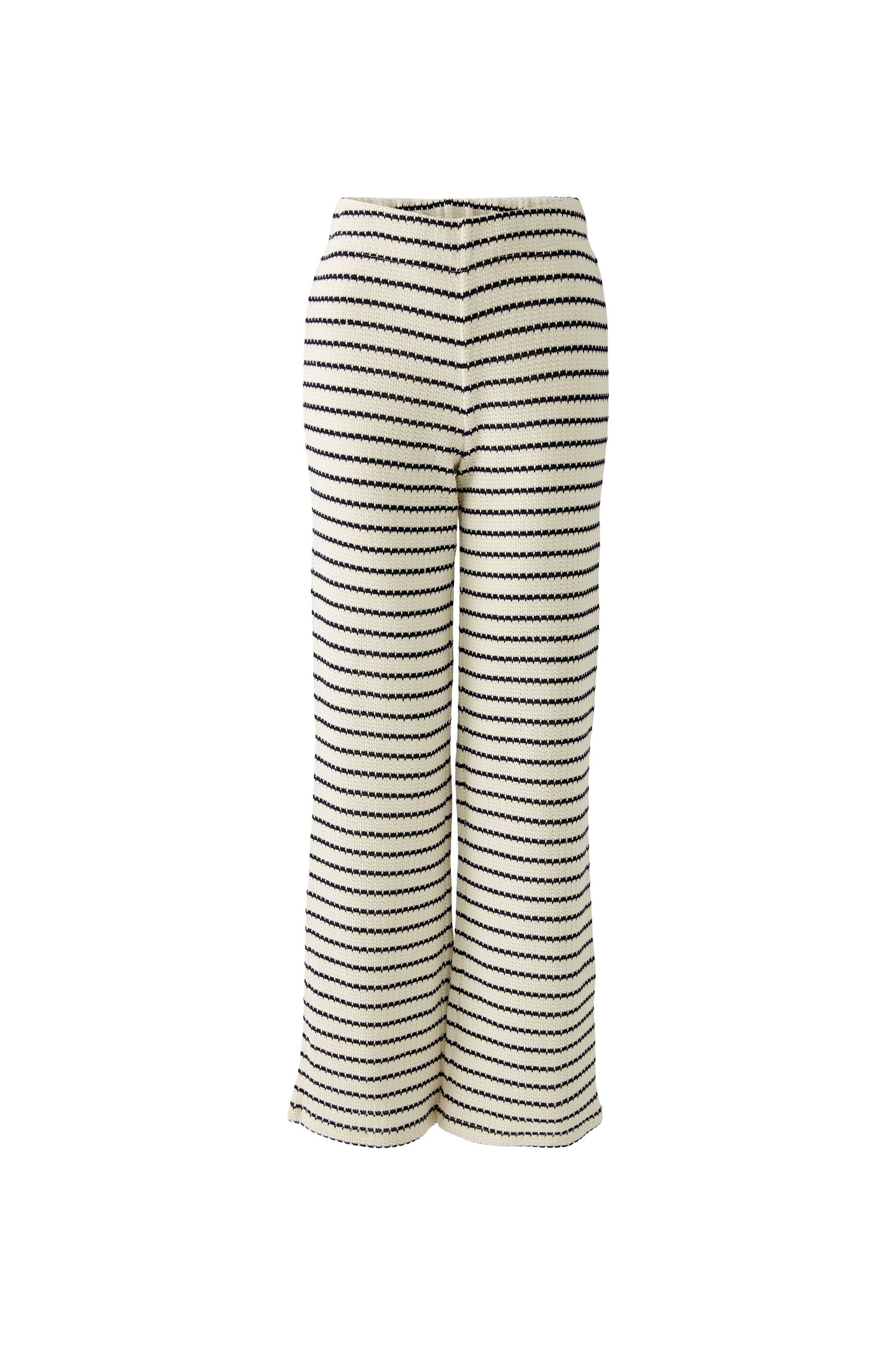 cream navy stripe stretch trousers oui front