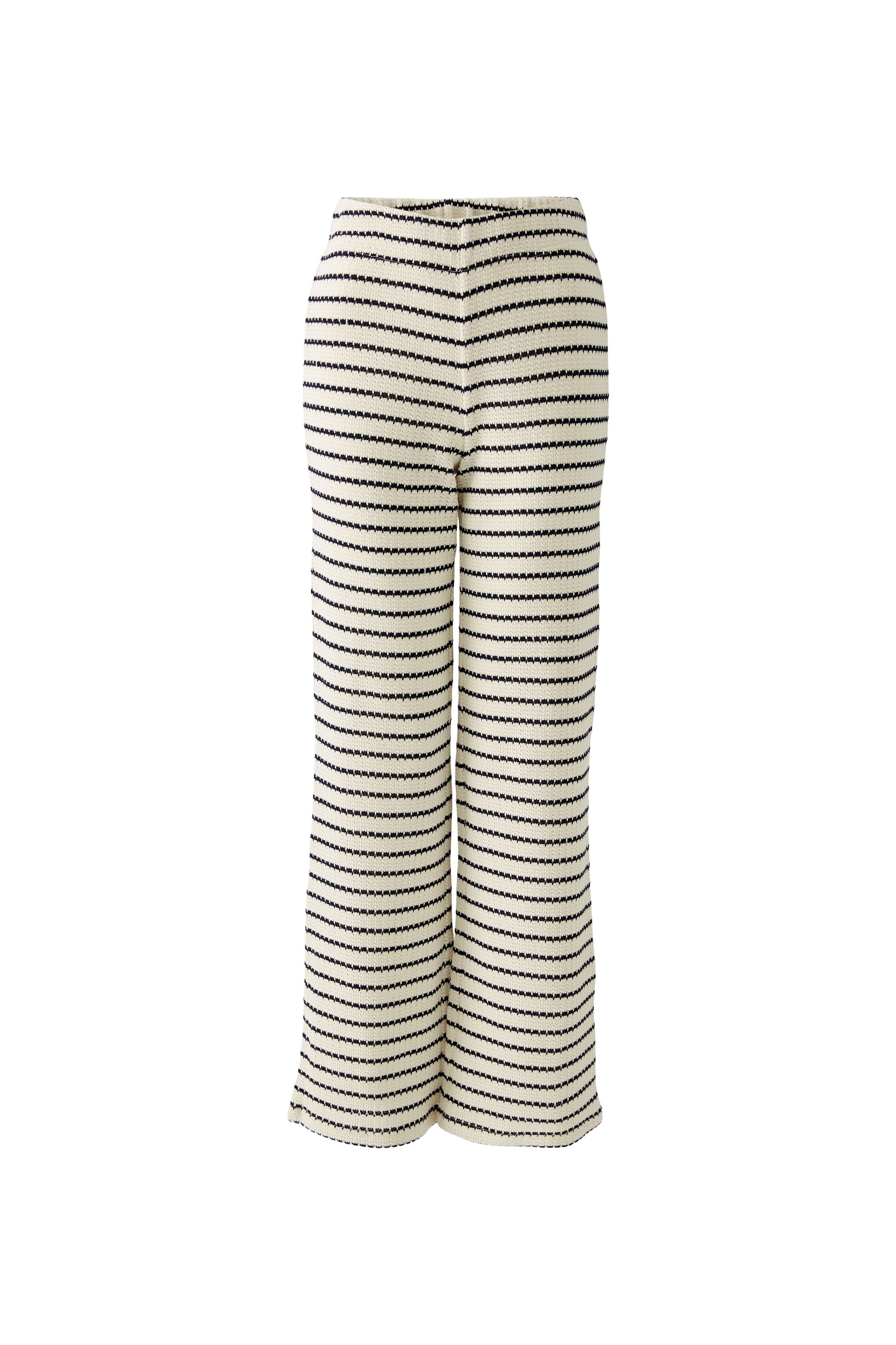 cream navy stripe stretch trousers oui front