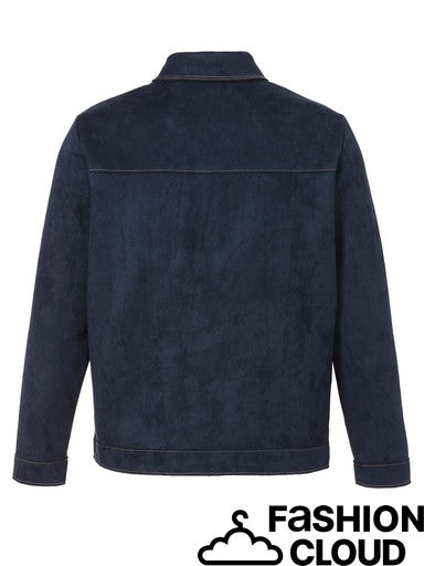 Navy Suede-Style Utility Jacket