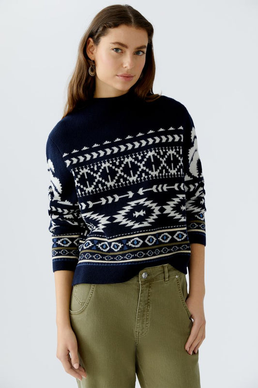 Navy & White Pattern Jumper