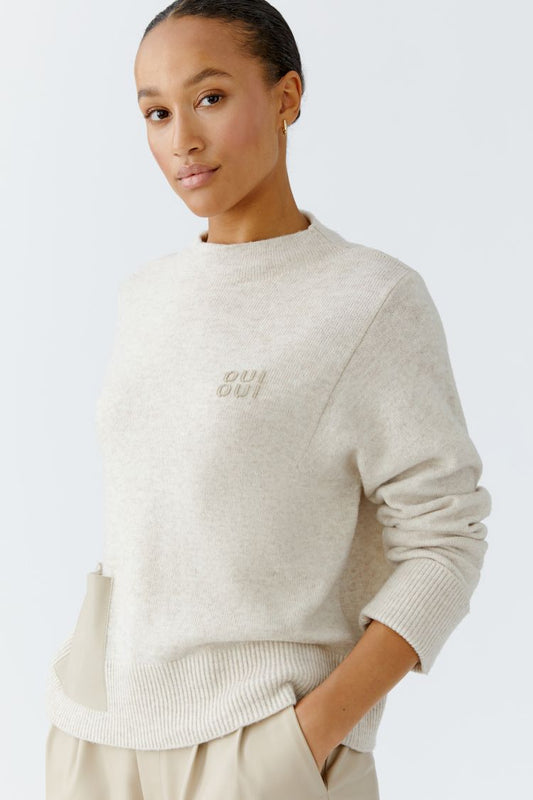 Long Sleeve Pleather Pocket Pullover