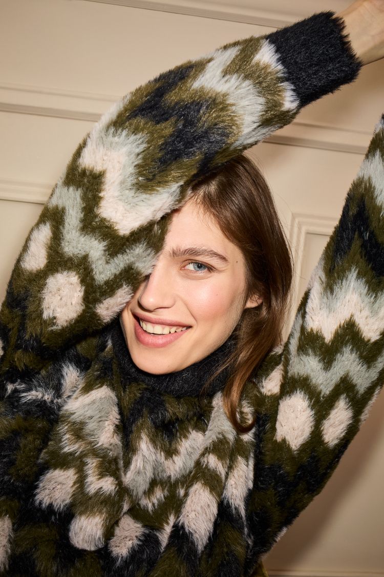 Khaki Rose Pattern Jumper