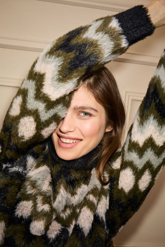 Khaki Rose Pattern Jumper