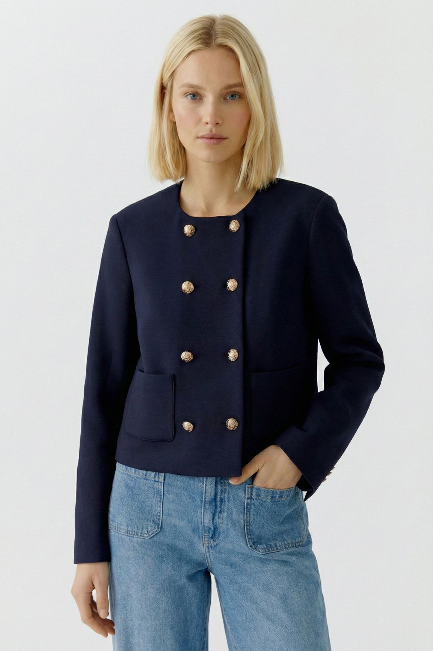 96341 Oui DARK BLUE JACKET W/ BUTTONS