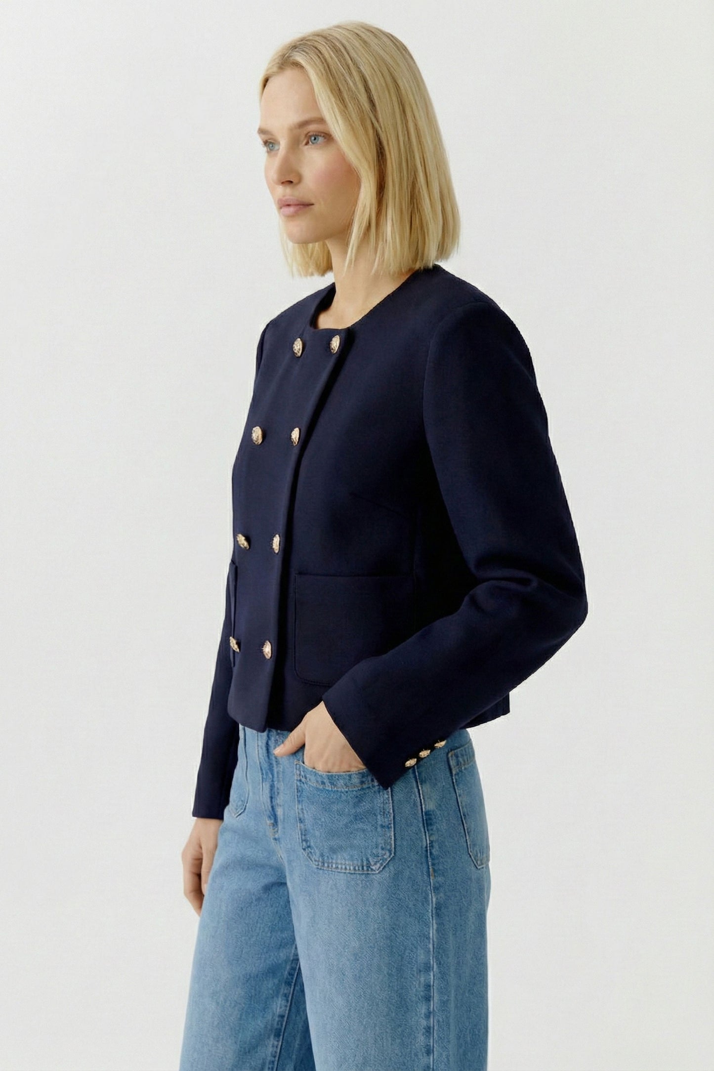 96341 Oui DARK BLUE JACKET W/ BUTTONS