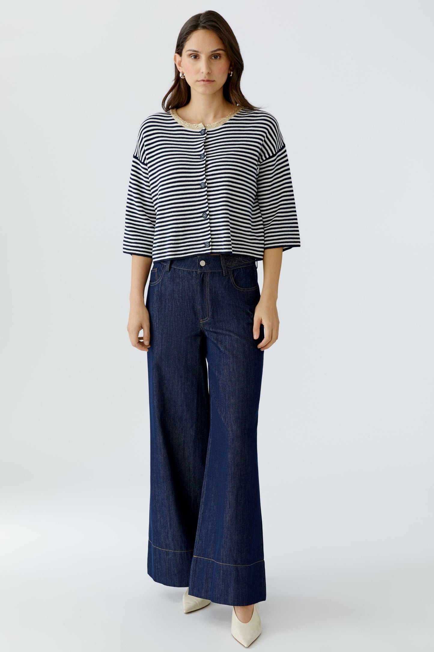 96616 Dark blue and white cardigan OUI