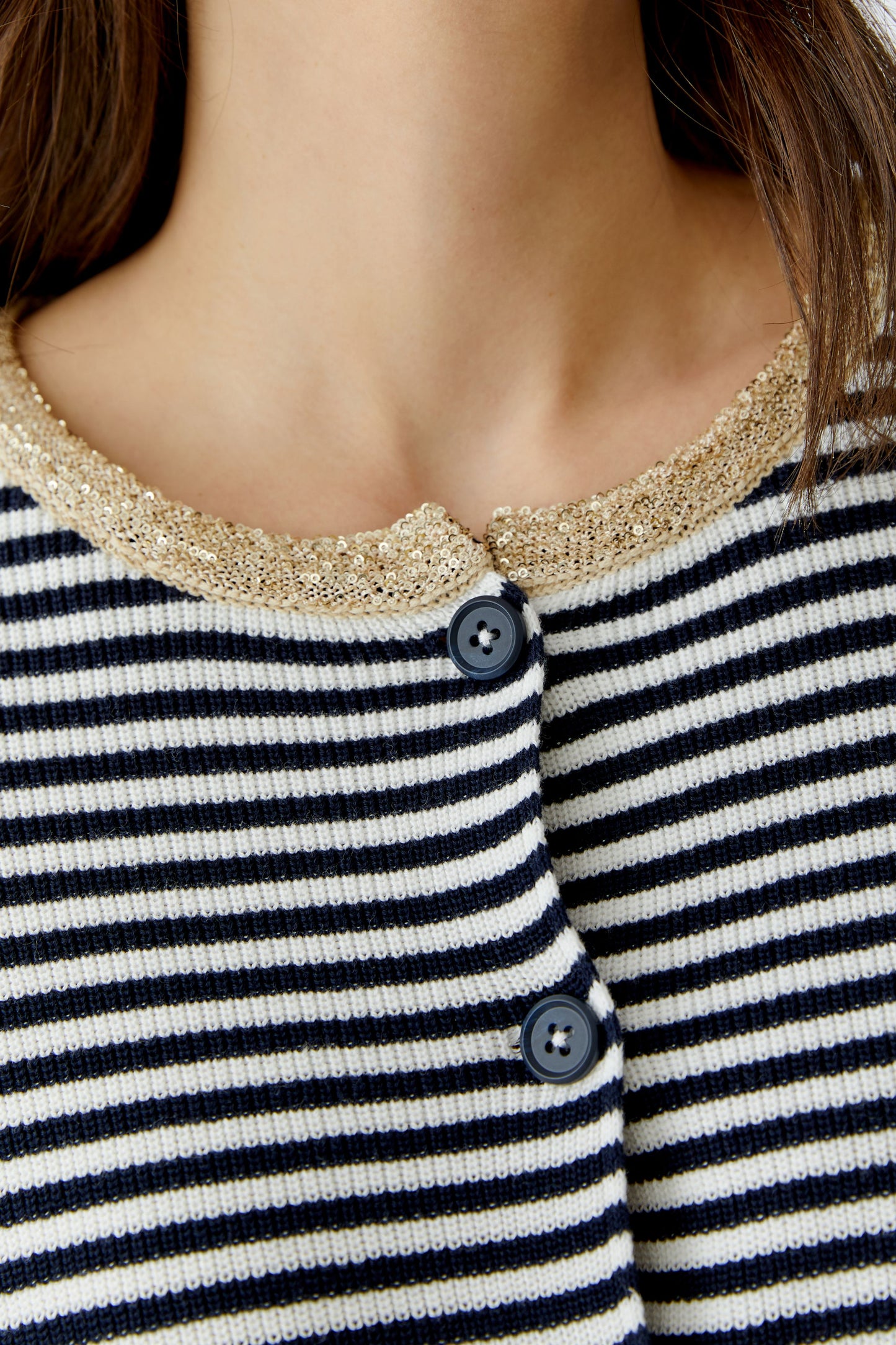 96616 Dark blue and white cardigan OUI