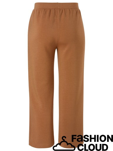 A pair of wide-leg cropped pants in a warm camel brown color, shown against a plain white background with a 'FASHION CLOUD' watermark at the bottom right.