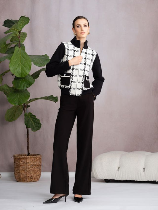 Check Black & White Cardigan