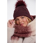 Rino & Pelle Aaf Burgundy Ribbed Bobble Hat