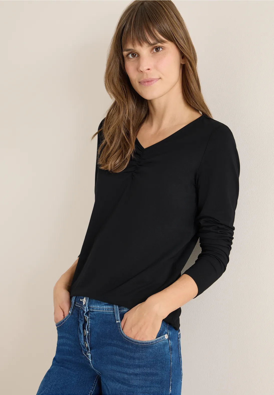 V-Neck Blouse With Gather