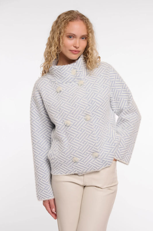 Blue and White double breasted cropped jacket