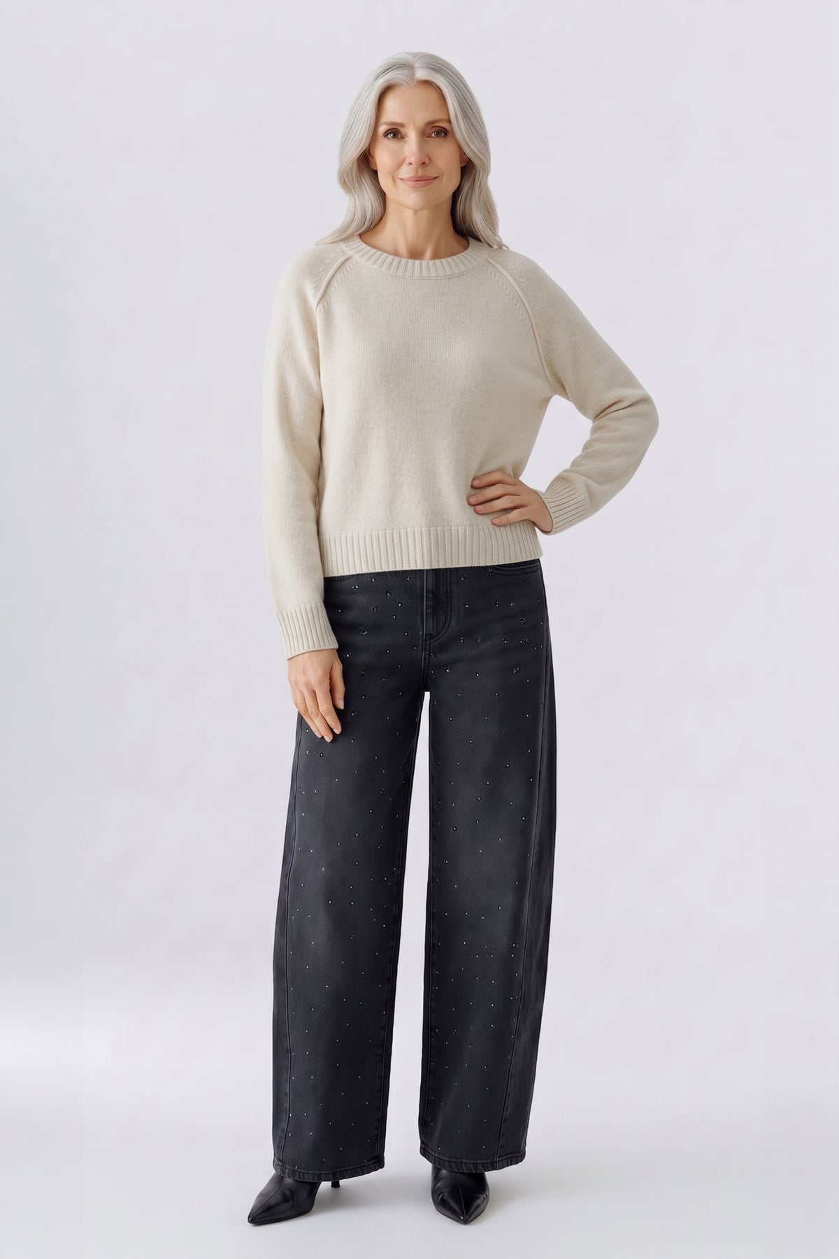 Oui Criss Cross Back Knitted Pullover (Black Label)